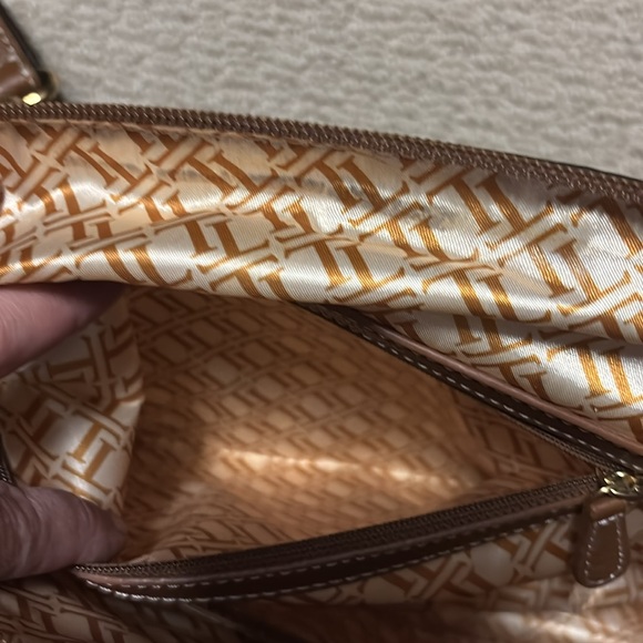 Tignanello block patterned satchel purse, tan, cream and brown in EUC - Picture 4 of 9